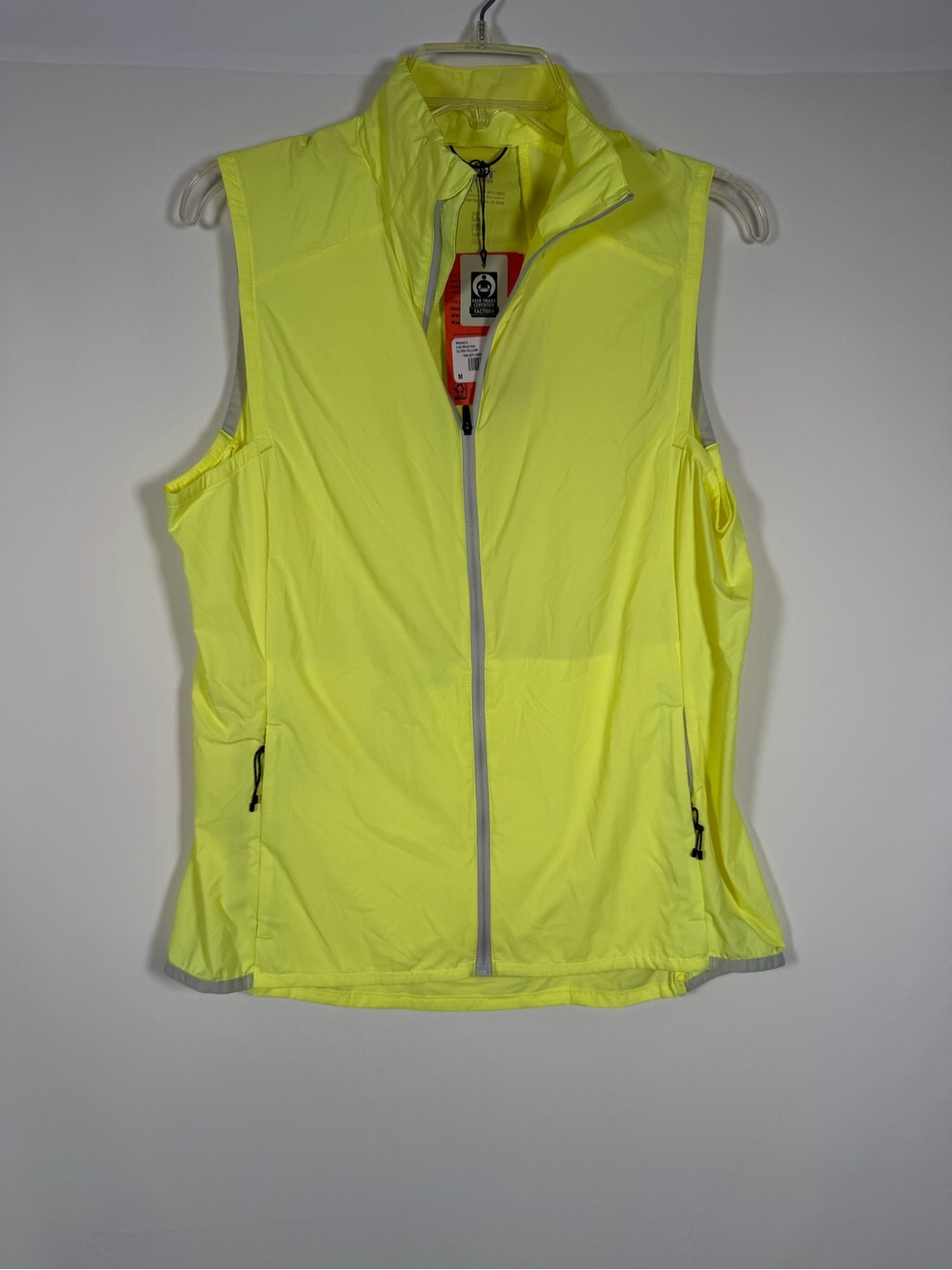 REI Women's Link Wind Vest High-Visibility Yellow Zip-Front Vest - Running, hike